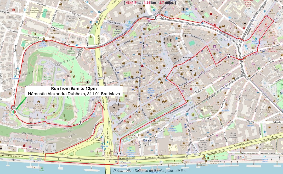 Map of the Bratislava running route